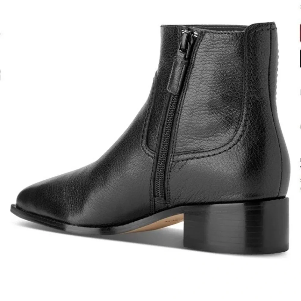 Cole Haan‎ Size 7.5 Black Leather Pointed Block Heel Ankle Boots NEW Naia $180